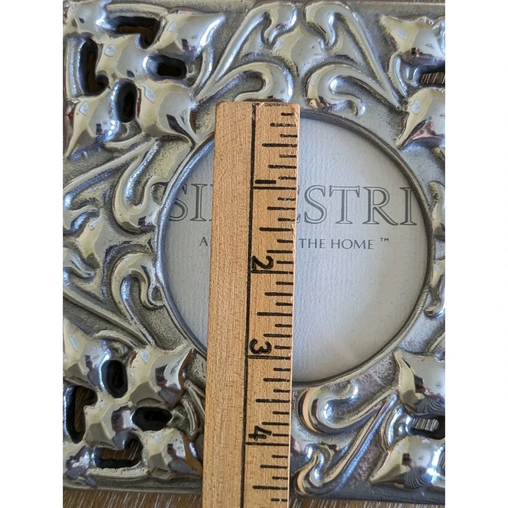 Silvestri Silver SQUARE 6x6 Picture Frame CIRCLE PHOTO Chunky Ornate Heavy
